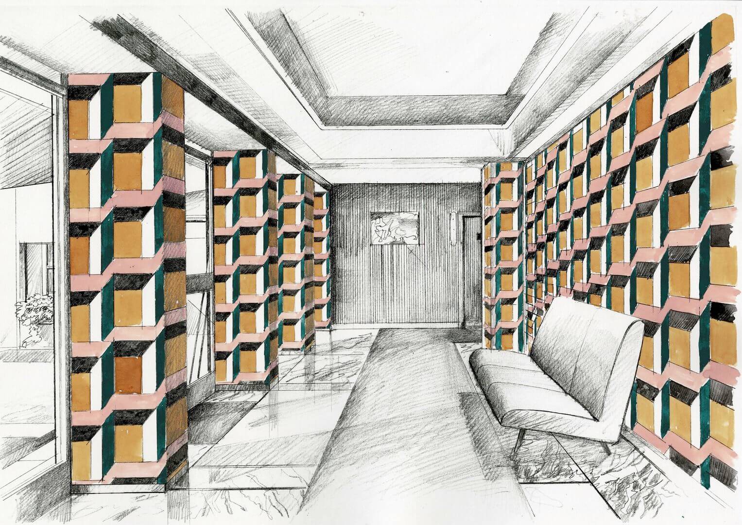 Tapeta geometryczna Zoffany ZPLW312980 Impact Palladio