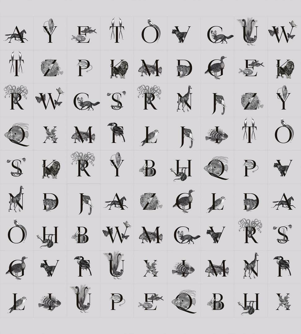 Tapeta litery i zwierzęta Wall&Deco WDAX2201 Animal Codex Contemporary 2022