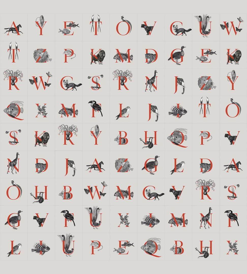 Tapeta litery i zwierzęta Wall&Deco WDAX2202 Animal Codex Contemporary 2022