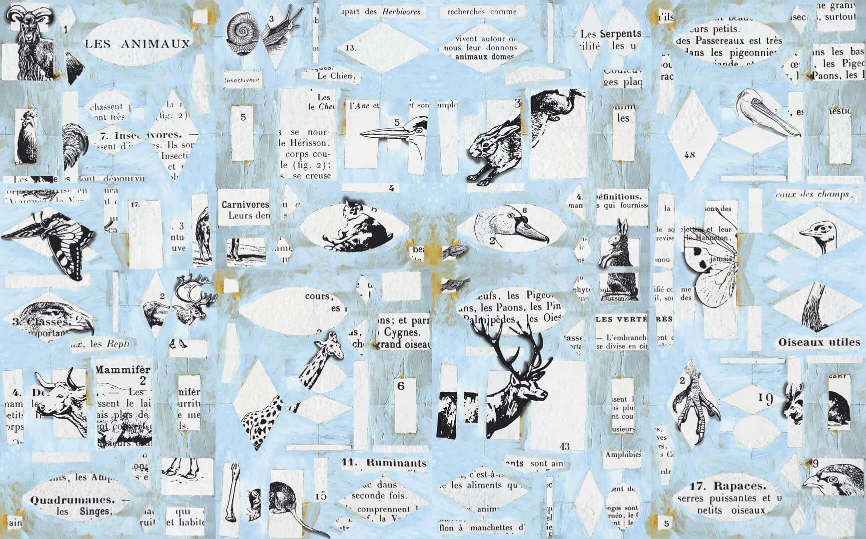 Tapeta zwierzęta z papieru Wall&Deco WDLA2201 Les Animaux en Papier Contemporary 2022