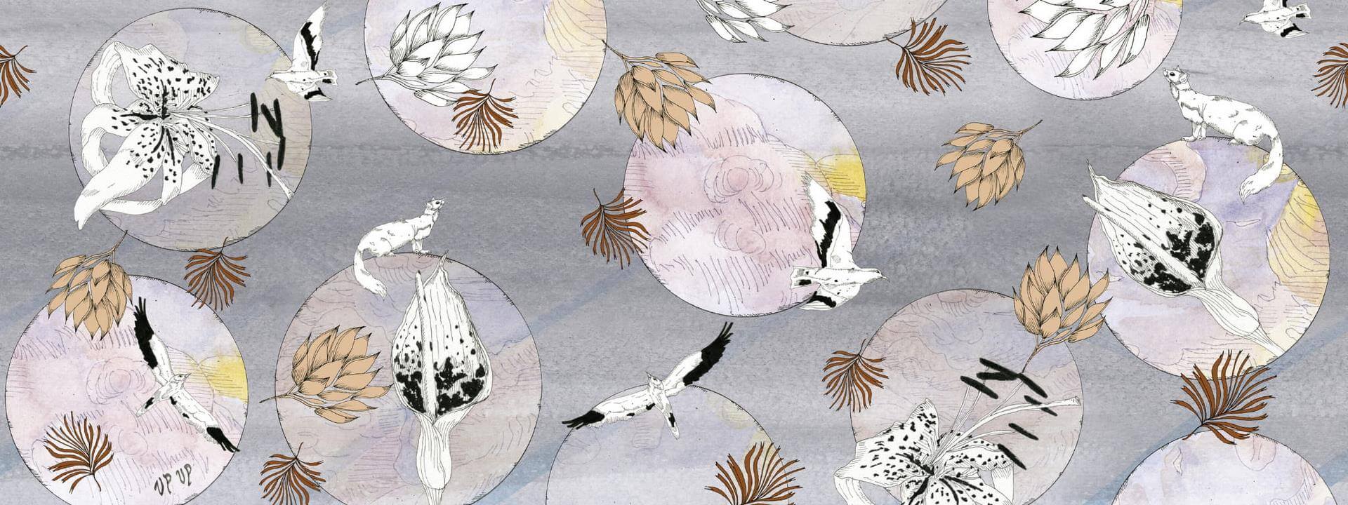 Tapeta zwierzęta i kwiaty Wall&Deco WDUP2201 Up Up Contemporary 2022