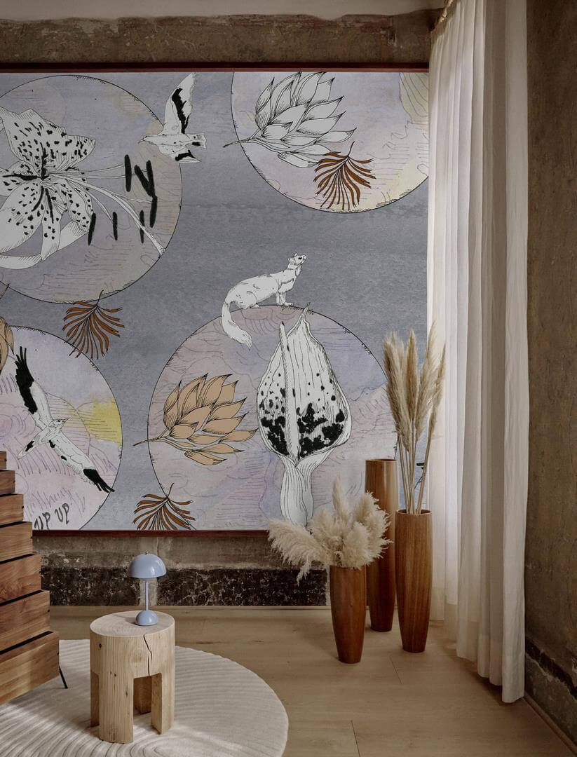 Tapeta zwierzęta i kwiaty Wall&Deco WDUP2201 Up Up Contemporary 2022