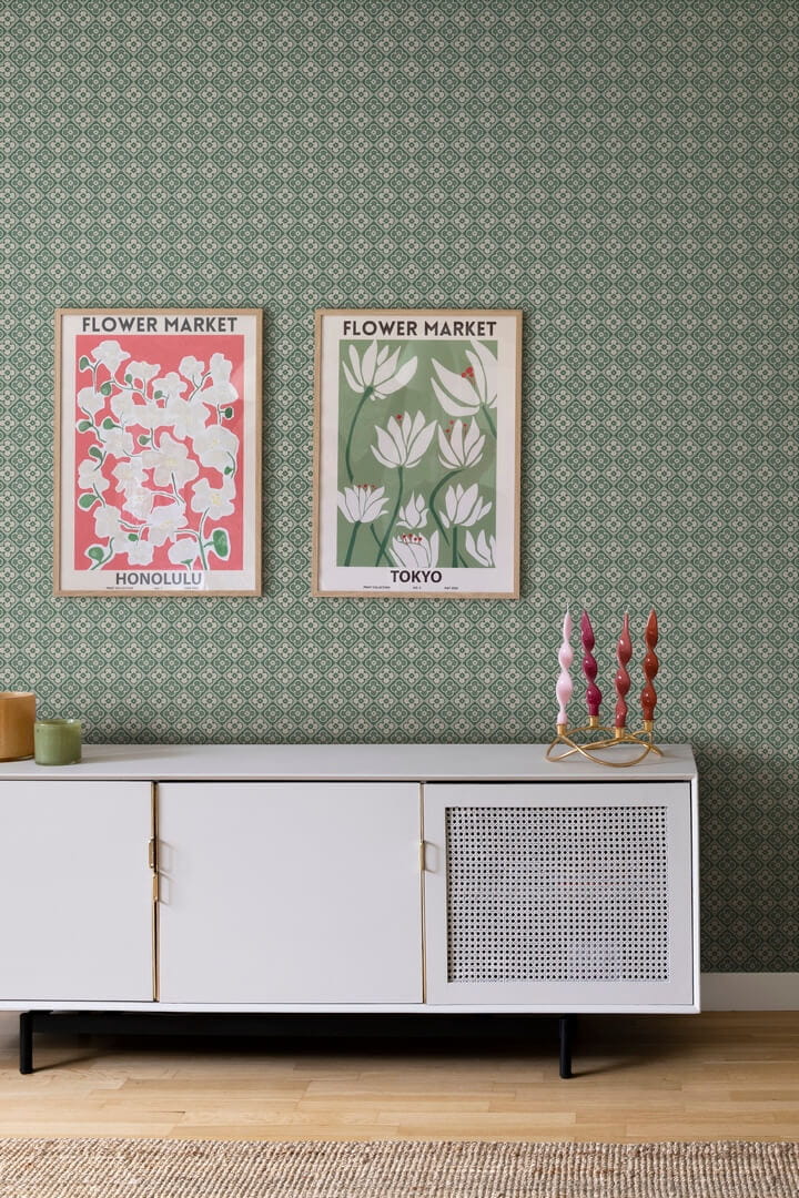 Tapeta jak płytki Sandberg S10153 Lyckan Emerald Huset i Solen