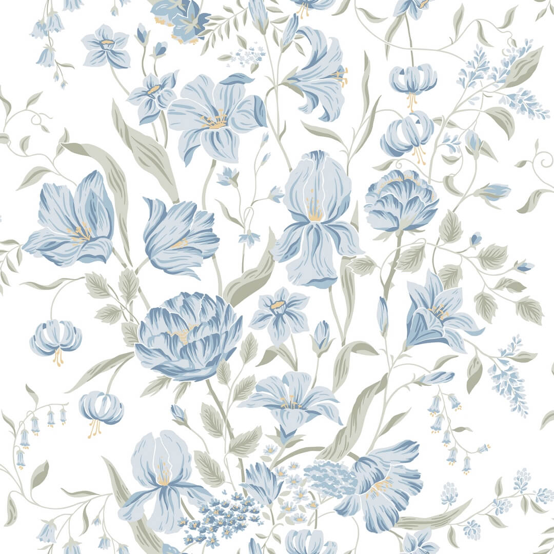 Tapeta kwiaty Sandberg S10162 Karins Bukett Sky Blue Huset i Solen