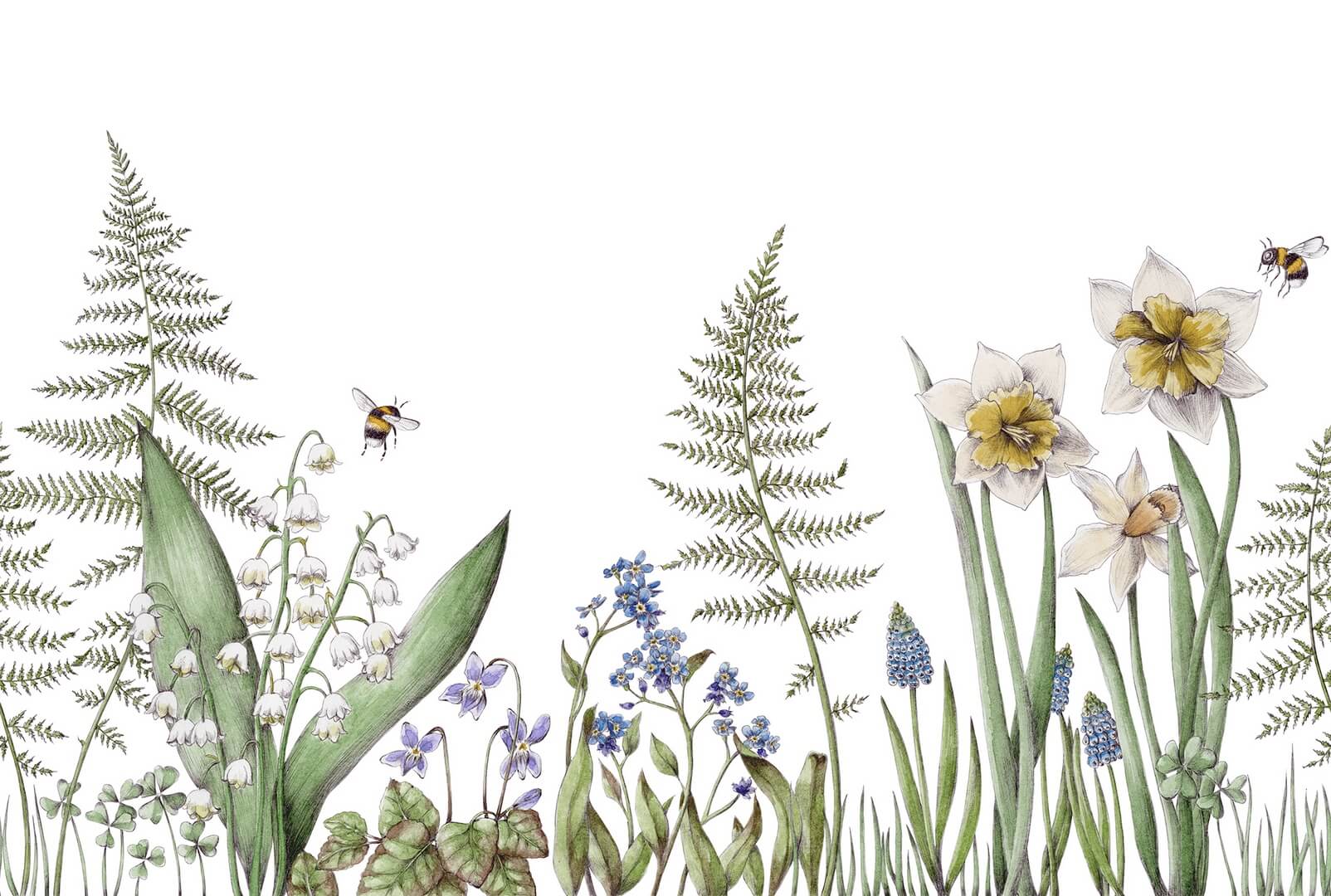 Fototapeta łąka Rebel Walls R18640 Bumblebee White Julia Appel