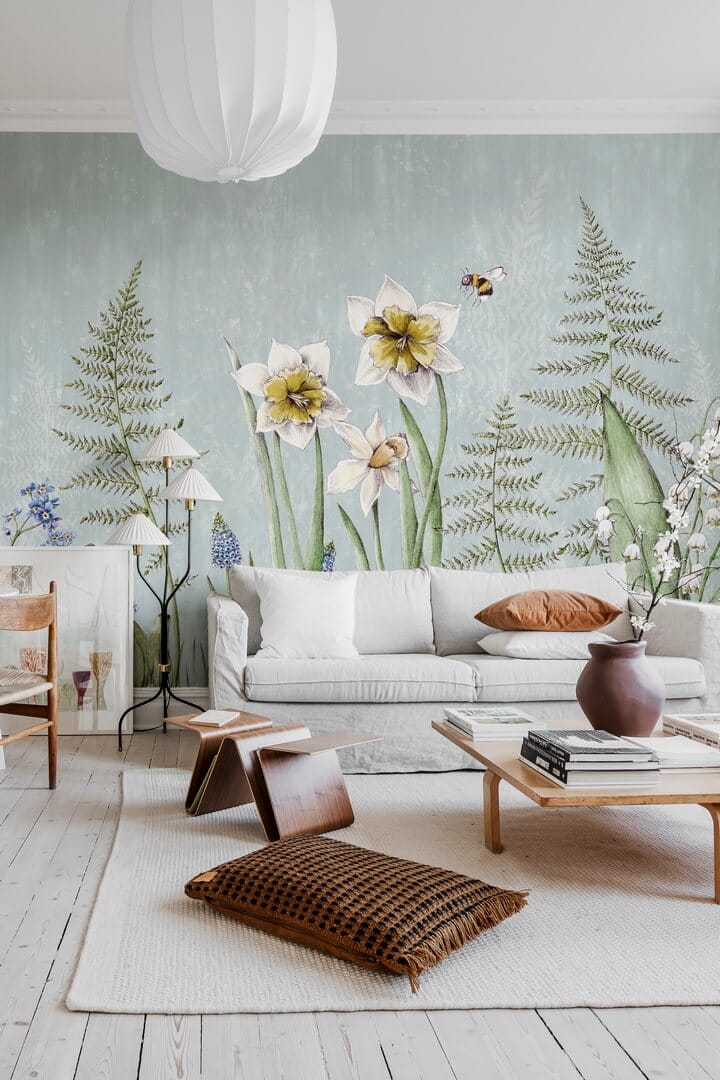 Fototapeta łąka Rebel Walls R18643 Bumblebee Light Blue Julia Appel