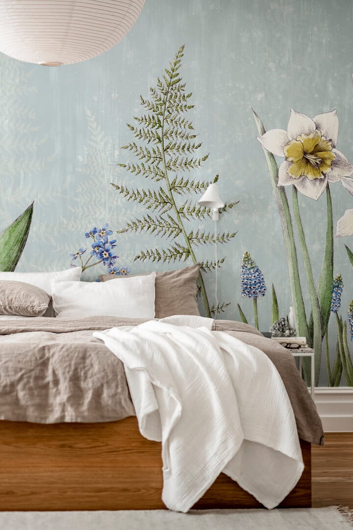 Fototapeta łąka Rebel Walls R18643 Bumblebee Light Blue Julia Appel