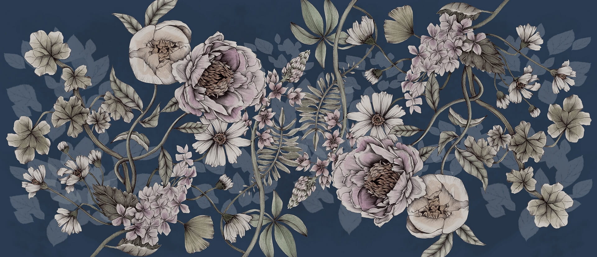 Fototapeta w kwiaty Rebel Walls R18646 Spring Flower Dark Blue Julia Appel
