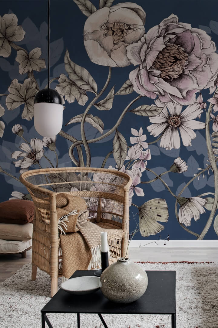 Fototapeta w kwiaty Rebel Walls R18646 Spring Flower Dark Blue Julia Appel