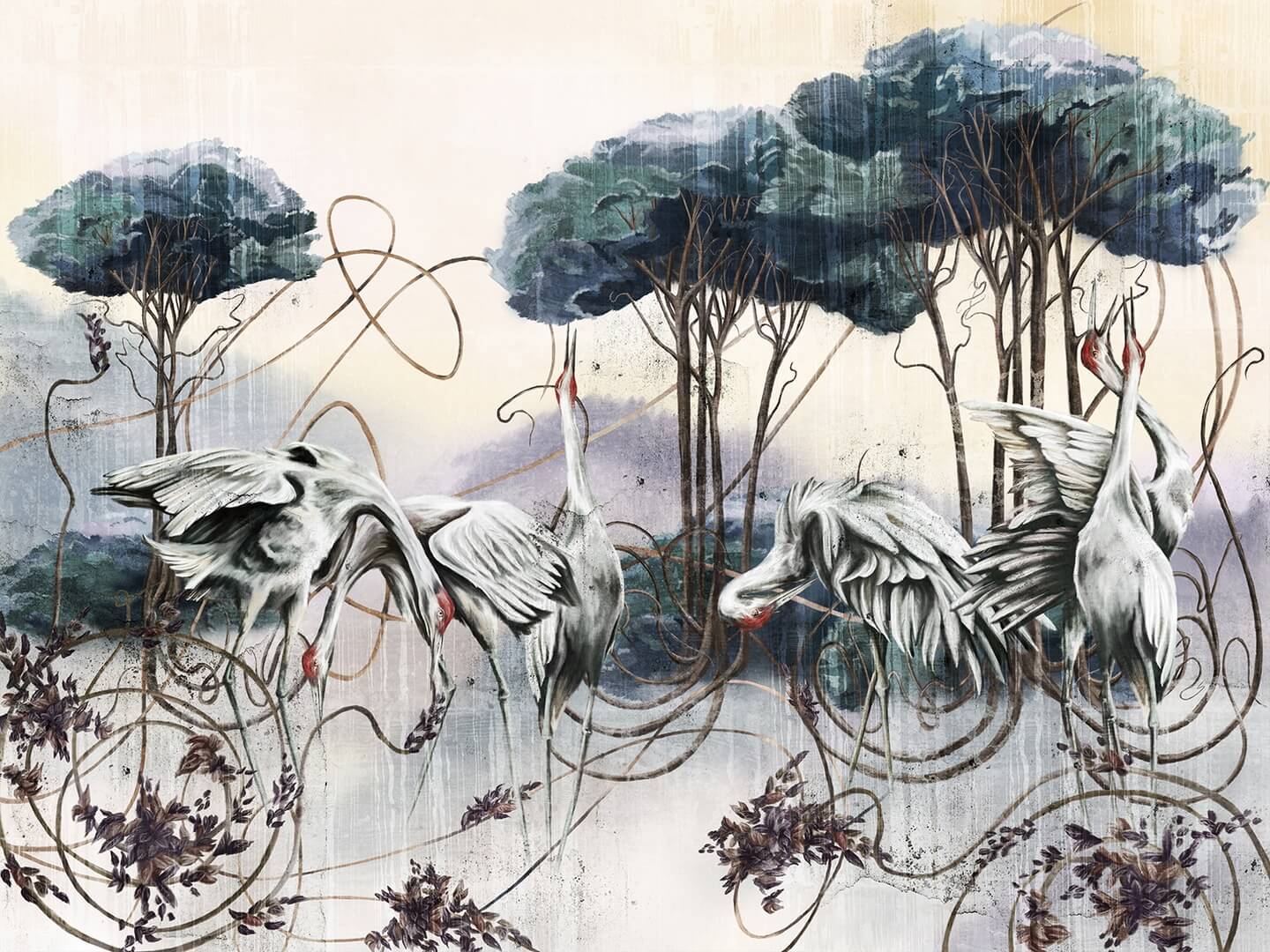 Fototapeta żurawie Wallcraft Lorenti 550 31 2201