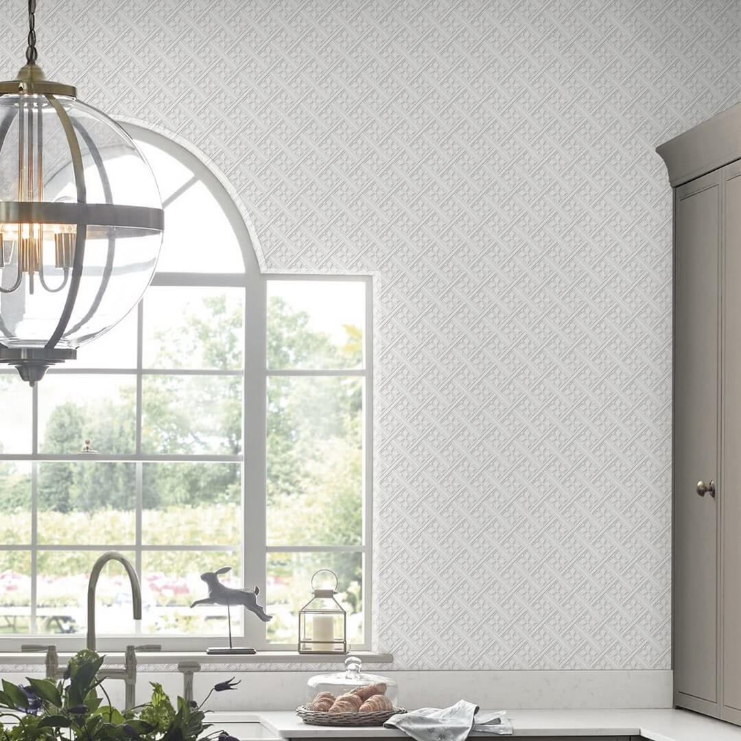 Tapeta do malowania z geometrycznym wzorem Laura Ashley 113415 Mr Jones Paintable Volume I