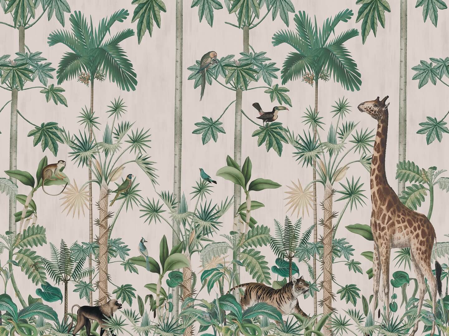 Fototapeta dżungla Rebel Walls R16795 Giraffes Stroll Pastel Pink Wonder World