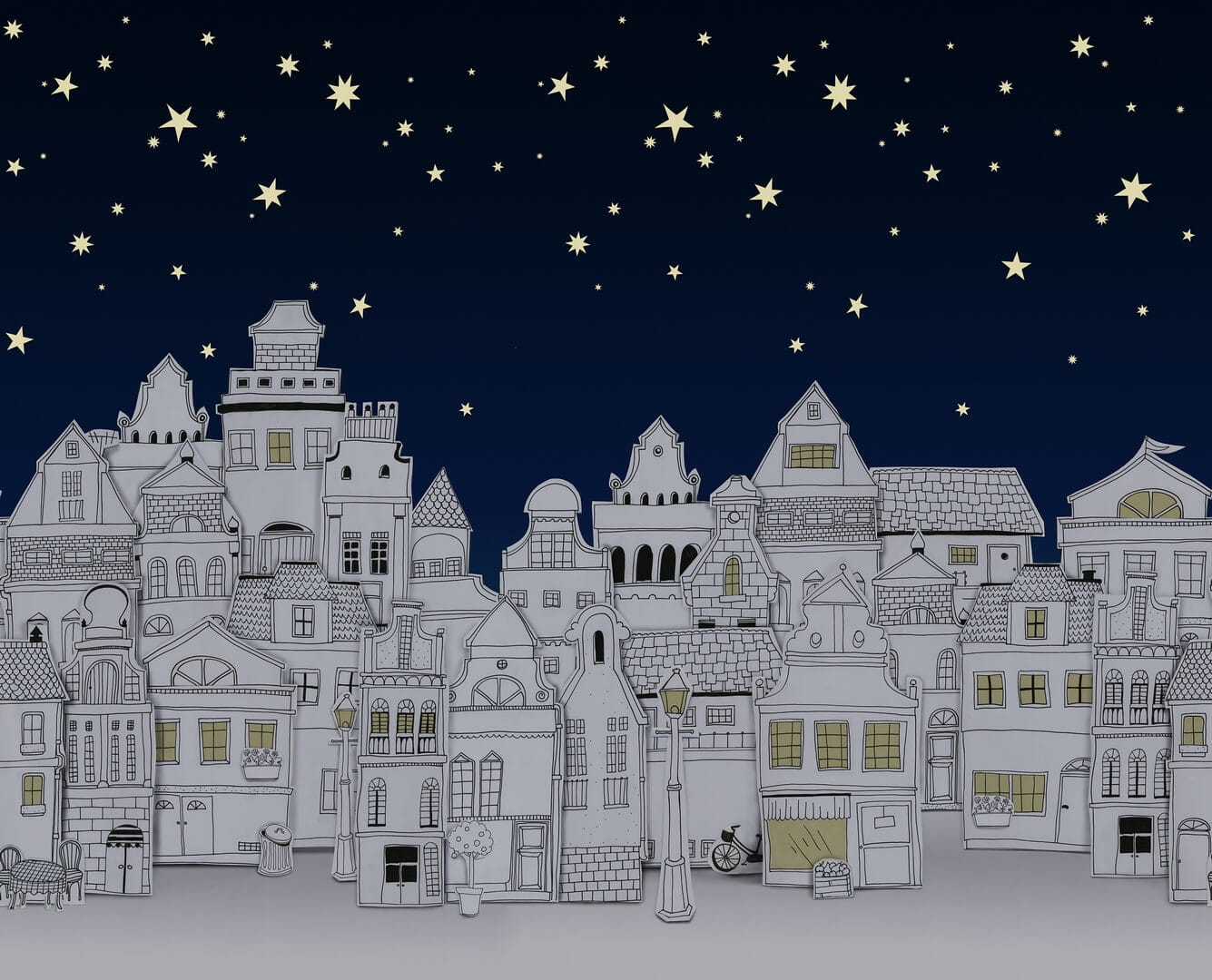 Fototapeta miasto pod gwiazdami Rebel Walls R18211 Star Town Night Wonder World