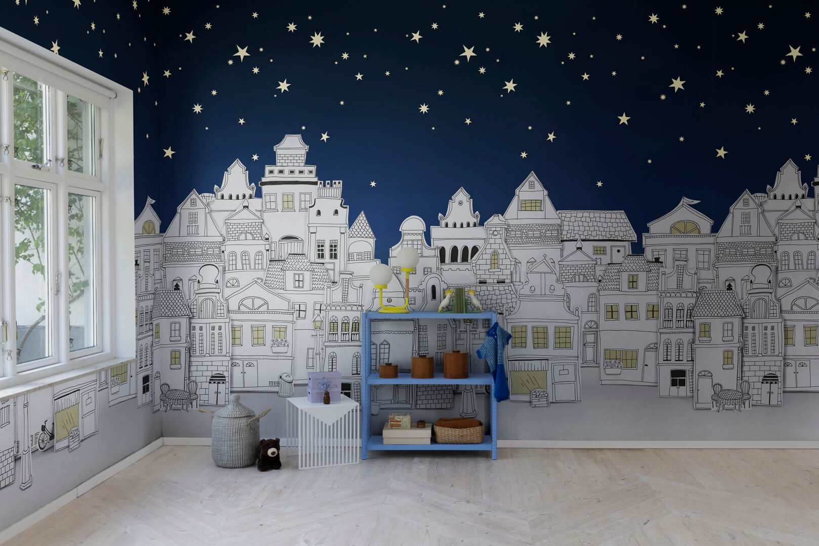 Fototapeta miasto pod gwiazdami Rebel Walls R18211 Star Town Night Wonder World