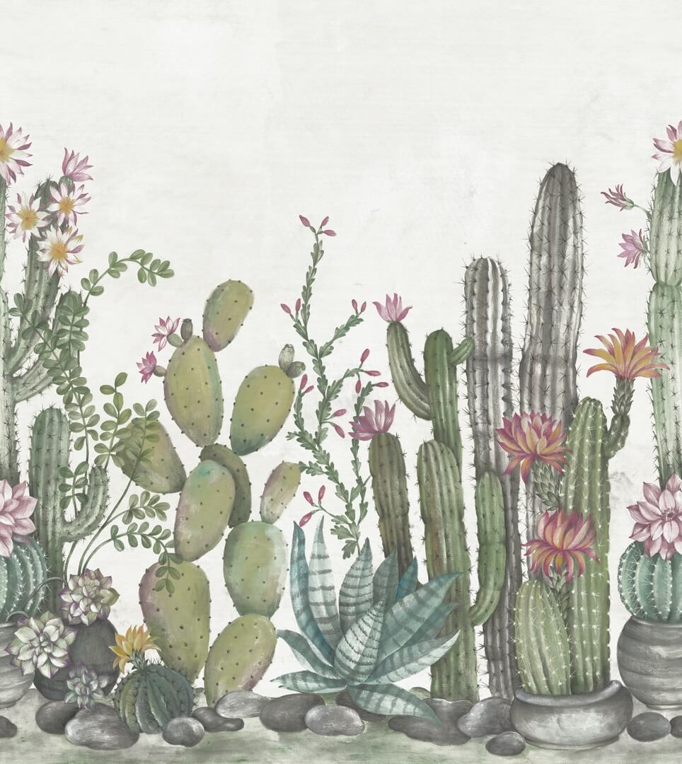 Fototapeta kaktusy Rebel Walls R18452 Playful Cactus Ivory Wonder World