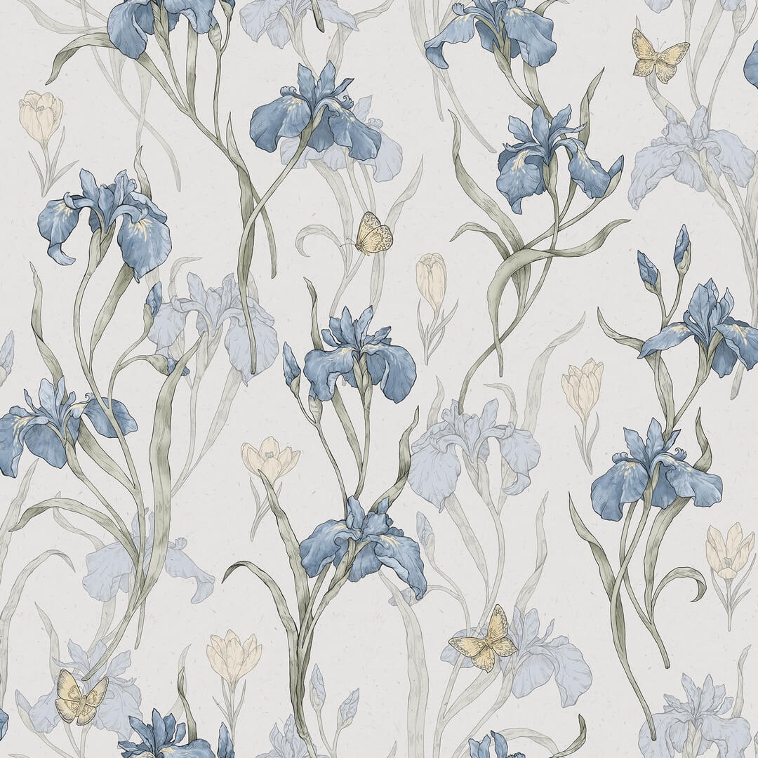 Tapeta kwiaty Sandberg S10134 Iris Sky Blue Huset i Solen