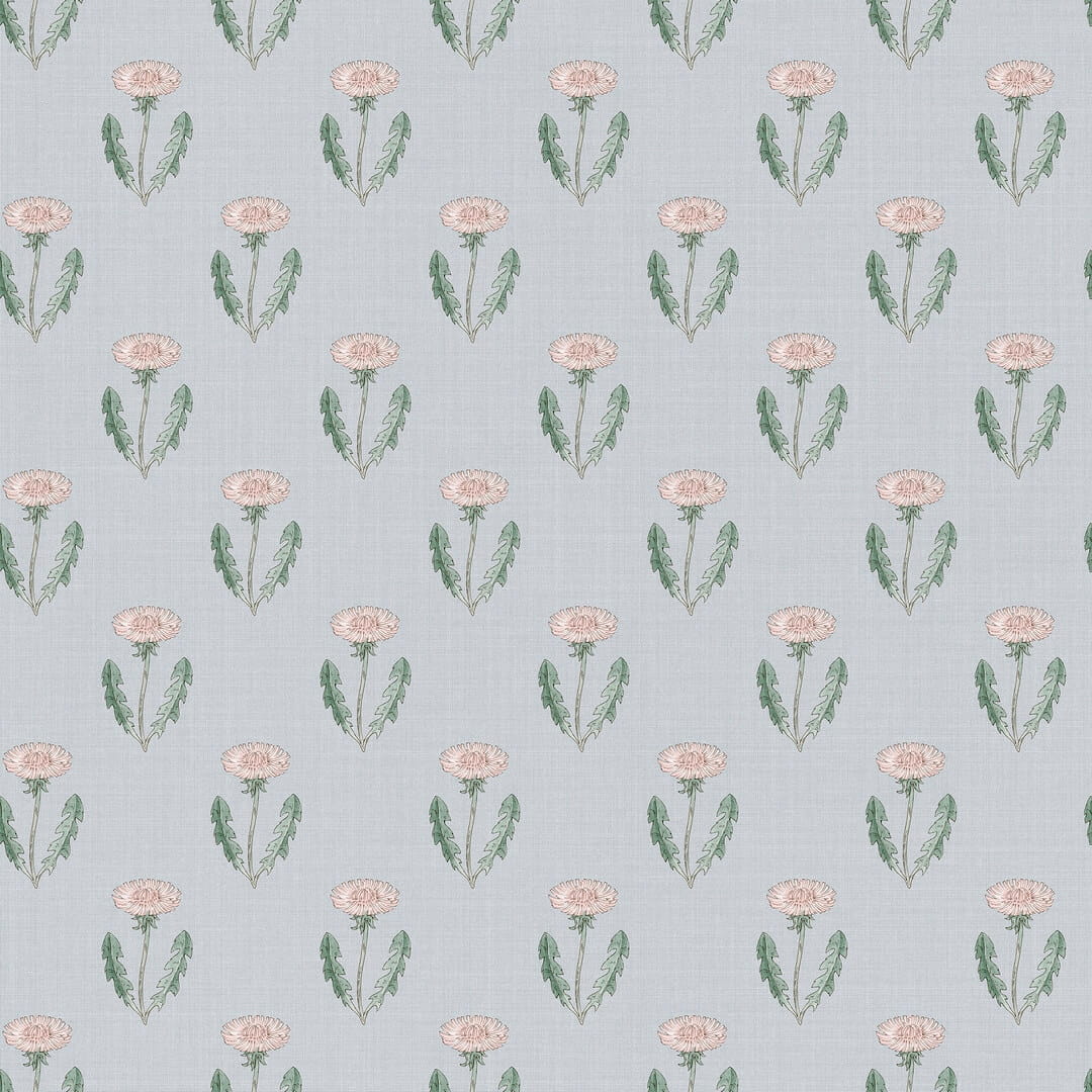Tapeta kwiaty mlecze Sandberg S10138 Maskrosen Soft Blue Huset i Solen