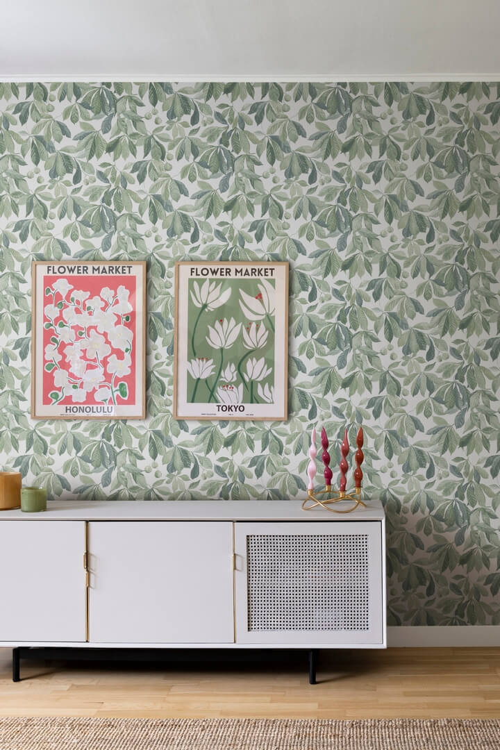 Tapeta liście Sandberg S10144 Kersti Spring Green Huset i Solen