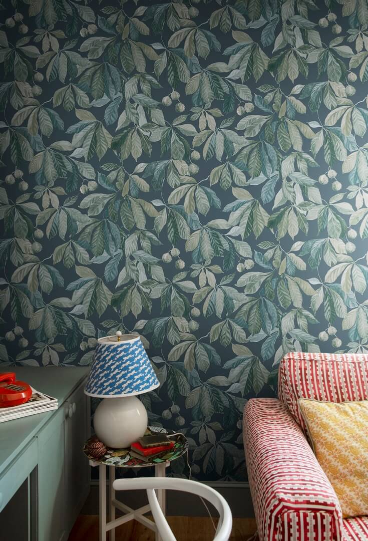 Tapeta liście Sandberg S10146 Kersti Indigo Huset i Solen