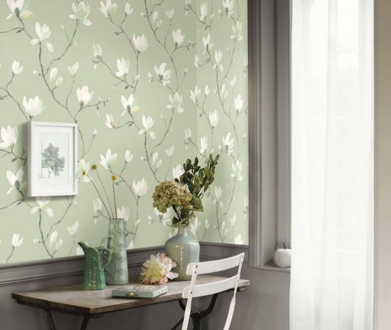 Tapeta kwiaty magnolii Casadeco GADN 82364212 Suzhou Gardens