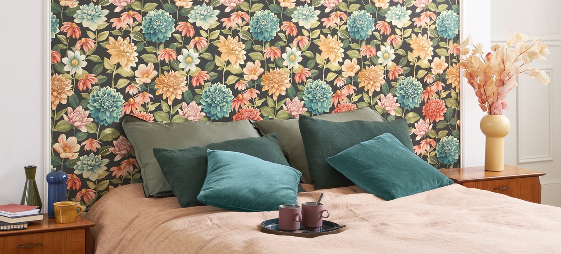 Tapeta kwiaty dalia Casadeco GADN 87669622 Dahlia Gardens