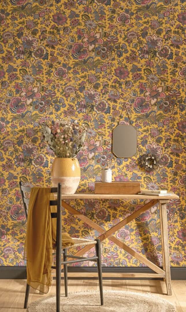 Tapeta roślinna Jacobean Casadeco LBTJ 87946252 Provence Les Belles Toiles de Jouy