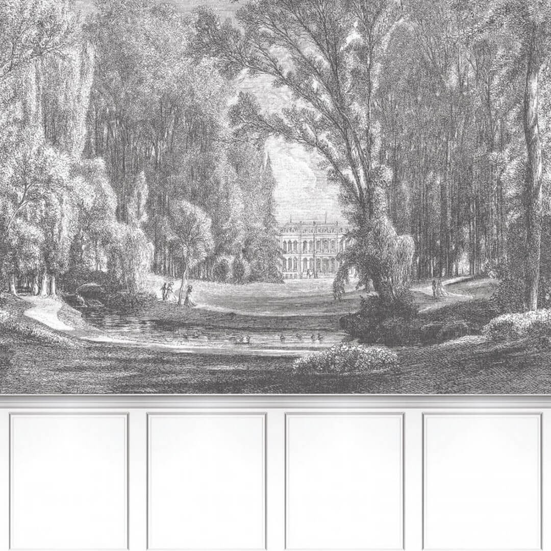 Mural dworski krajobraz Casadeco LBTJ 87989207 S Balade Au Parc Les Belles Toiles de Jouy