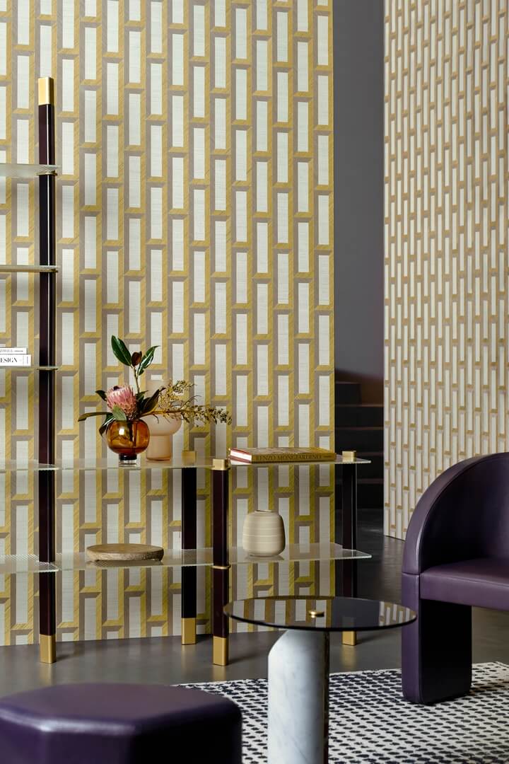 Tapeta naturalna prostokąty efekt 3D Arte 72722 Biseau Marqueterie