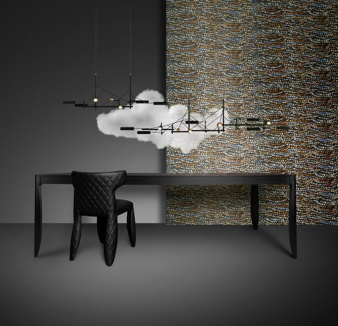 Tapeta tekstylna wachlarze Arte Moooi MO4021 Dandelion Cranes Memento Moooi