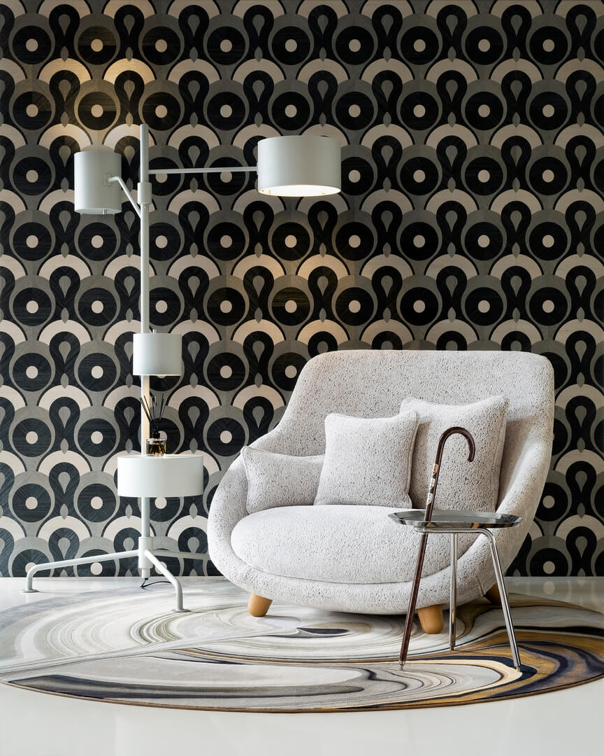 Tapeta geometryczna okręgi i łuki Arte Moooi MO4010 Queen Cobra Memento Moooi