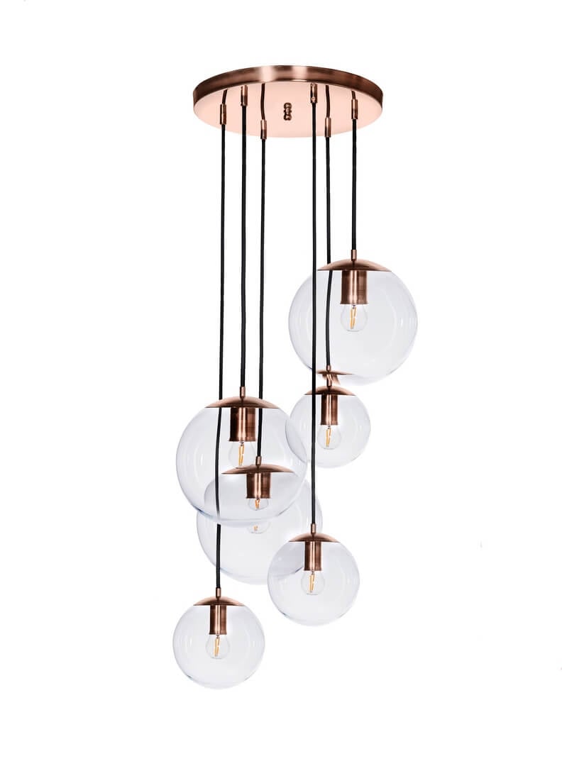 Lampa wisząca Bacan Famlight Złota Miedź 6 kul