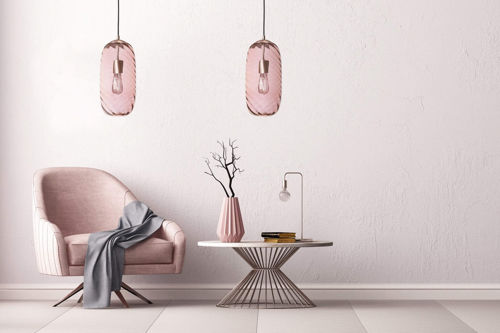 Lampa wisząca Famlight Chloe Złota Miedź Różowa