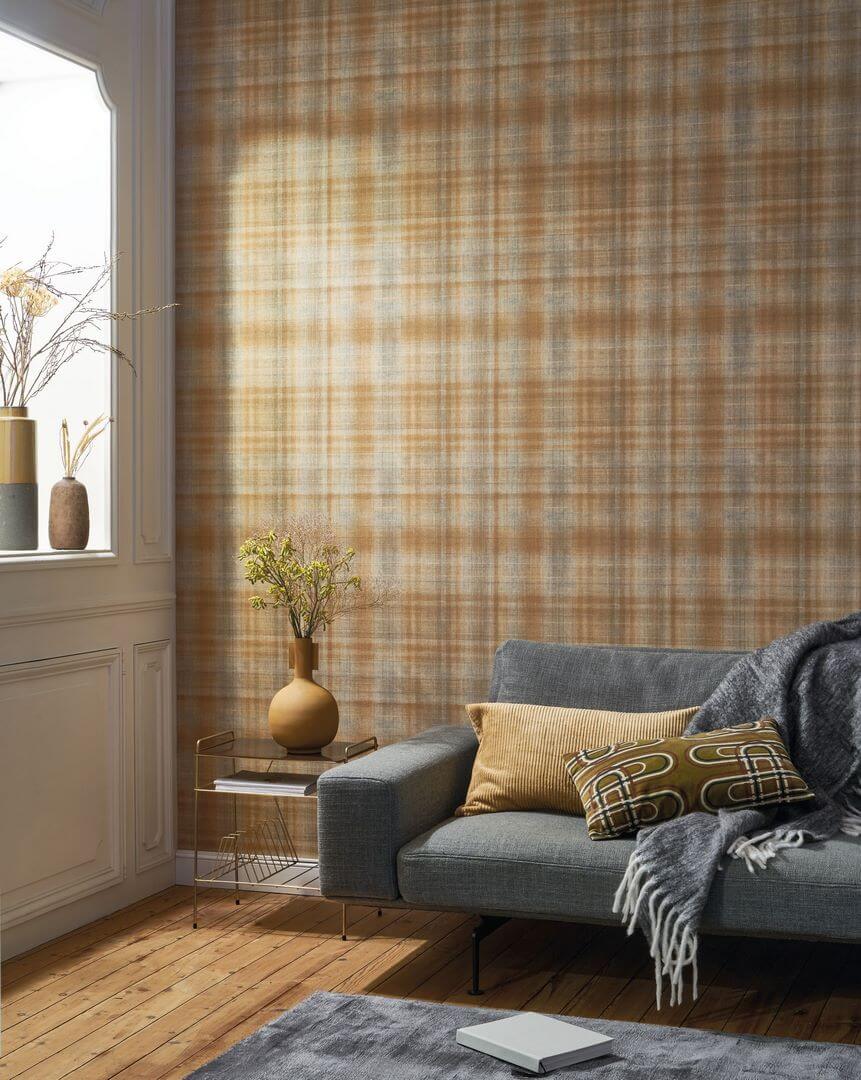 Tapeta szkocka krata Casadeco TEXI 87696722 Tartan Textiles