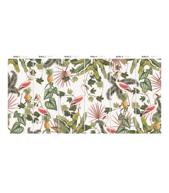 Mural egzotyczny flamingi Wallcolors Flamingo Life in Boho
