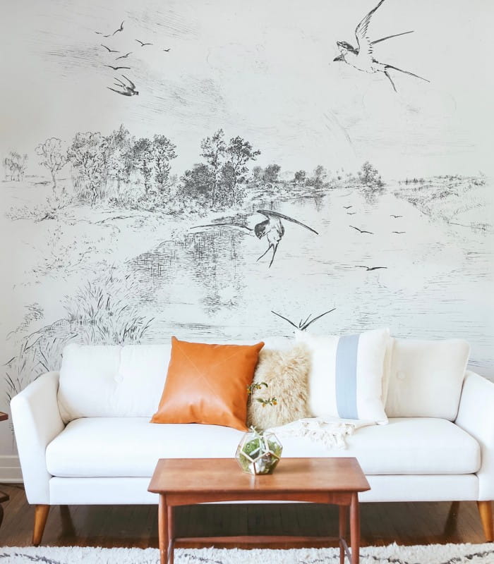 Mural botaniczna jaskółki Wallcolors Swallow Life in Boho