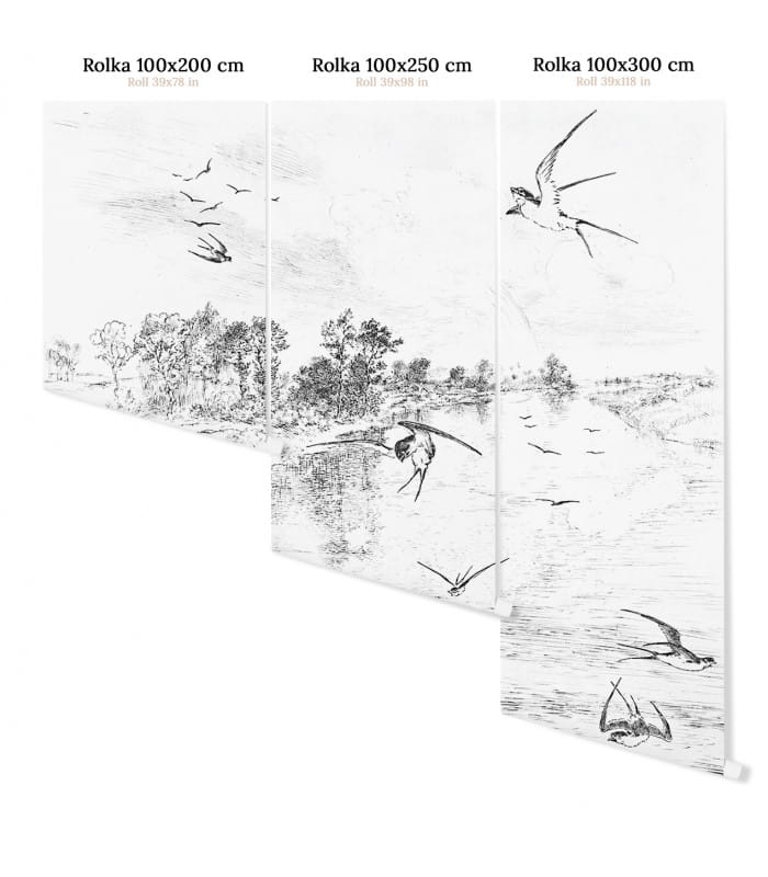 Mural botaniczna jaskółki Wallcolors Swallow Life in Boho