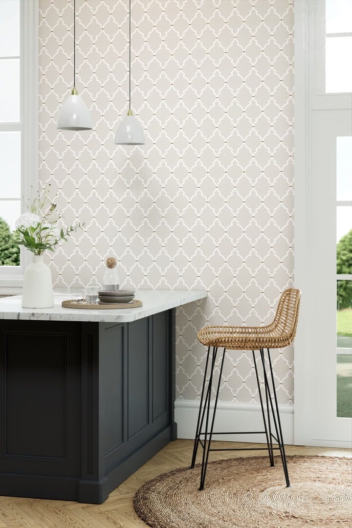 Tapeta koniczyna marokańska Sanderson 216335 Empire Trellis Water Garden