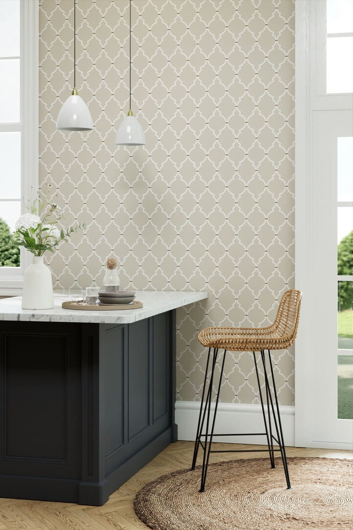 Tapeta koniczyna marokańska Sanderson 216337 Empire Trellis Water Garden