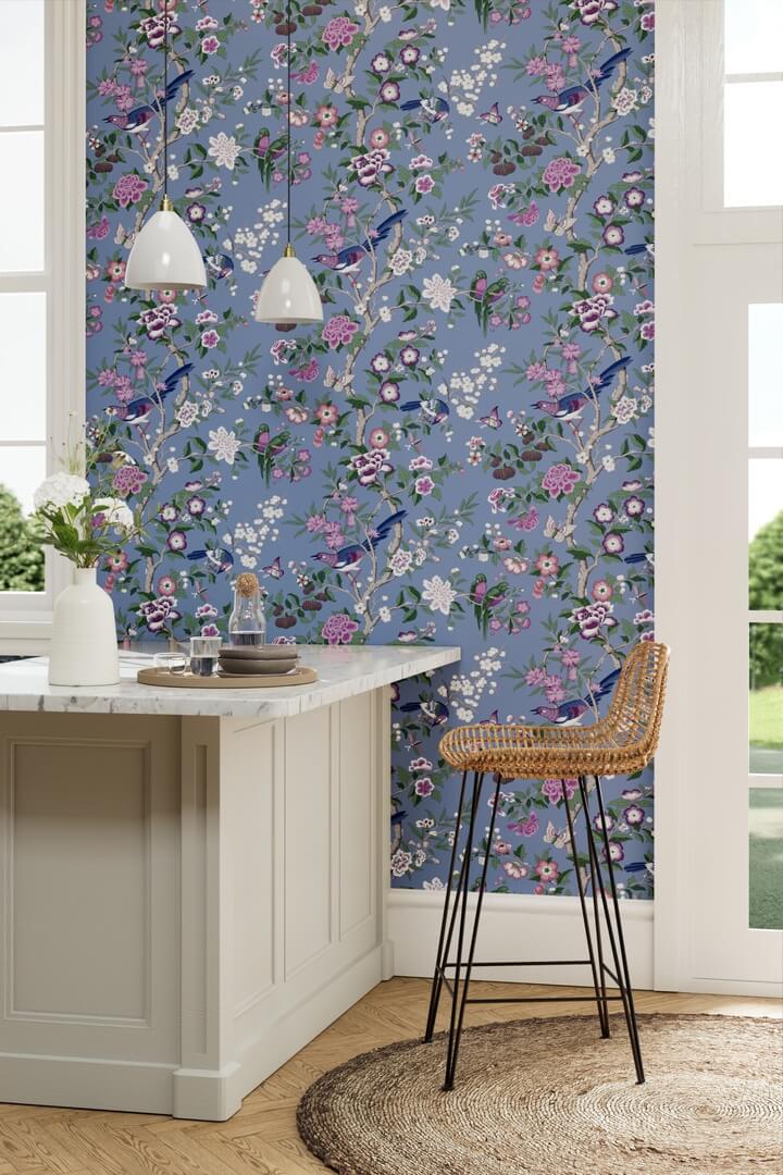 Tapeta botaniczna w stylu chinoiserie Sanderson 217111 Chinoiserie Hall Water Garden
