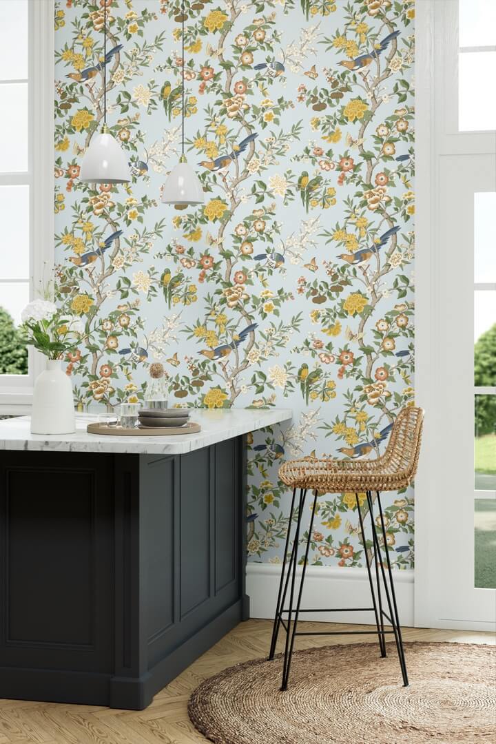 Tapeta botaniczna w stylu chinoiserie Sanderson 217112 Chinoiserie Hall Water Garden