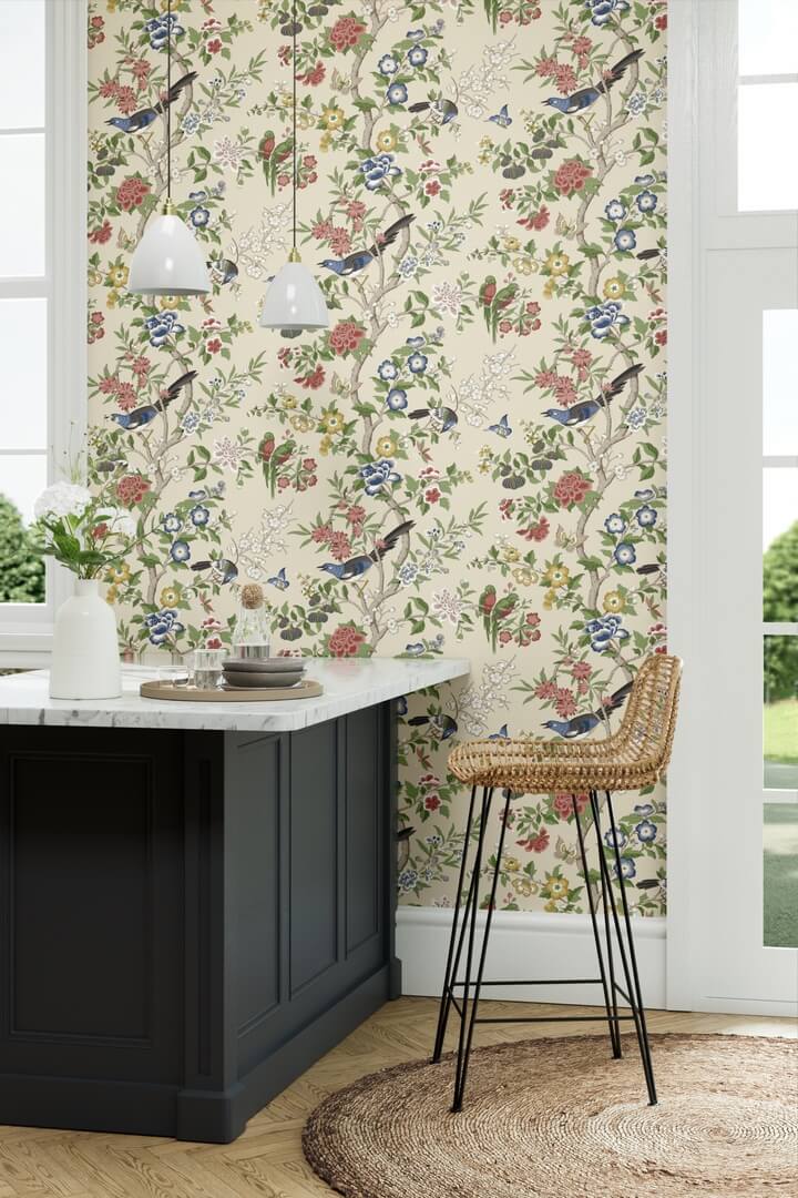 Tapeta botaniczna w stylu chinoiserie Sanderson 217113 Chinoiserie Hall Water Garden