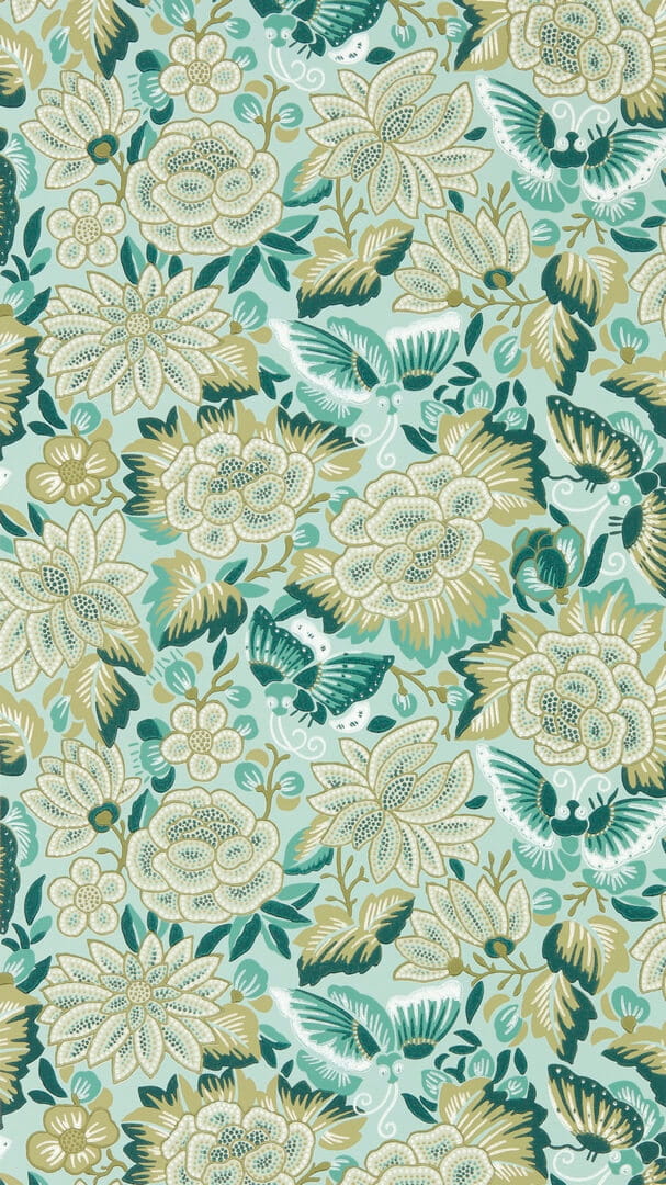 Tapeta kwiaty i motyle Sanderson 217118 Amara Butterfly Water Garden