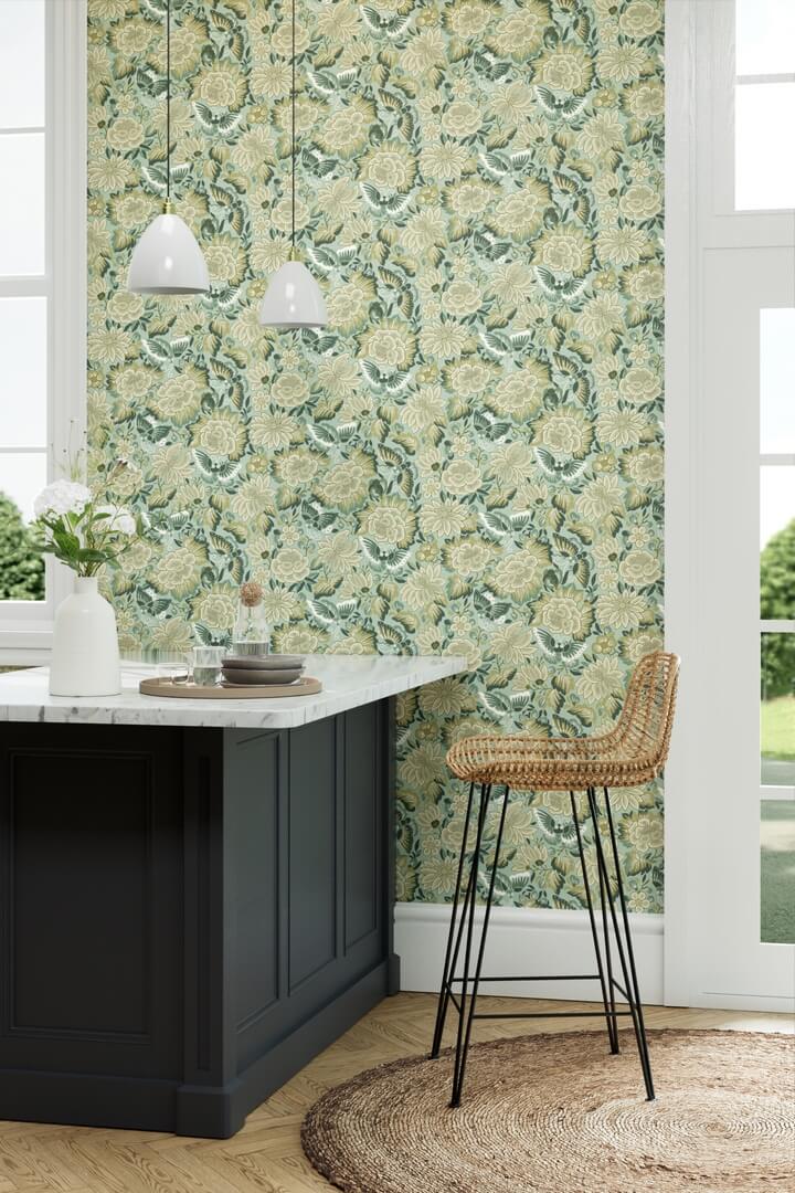 Tapeta kwiaty i motyle Sanderson 217118 Amara Butterfly Water Garden