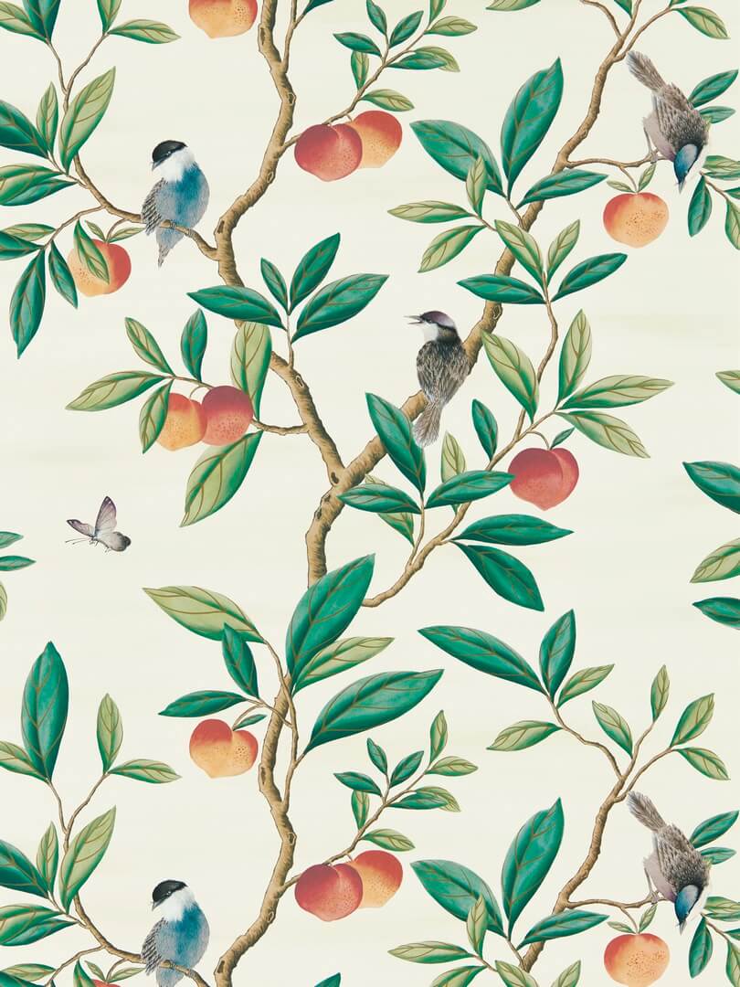Tapeta ptaki i owoce chinoiserie Harlequin 112906 Ella Diane Hill