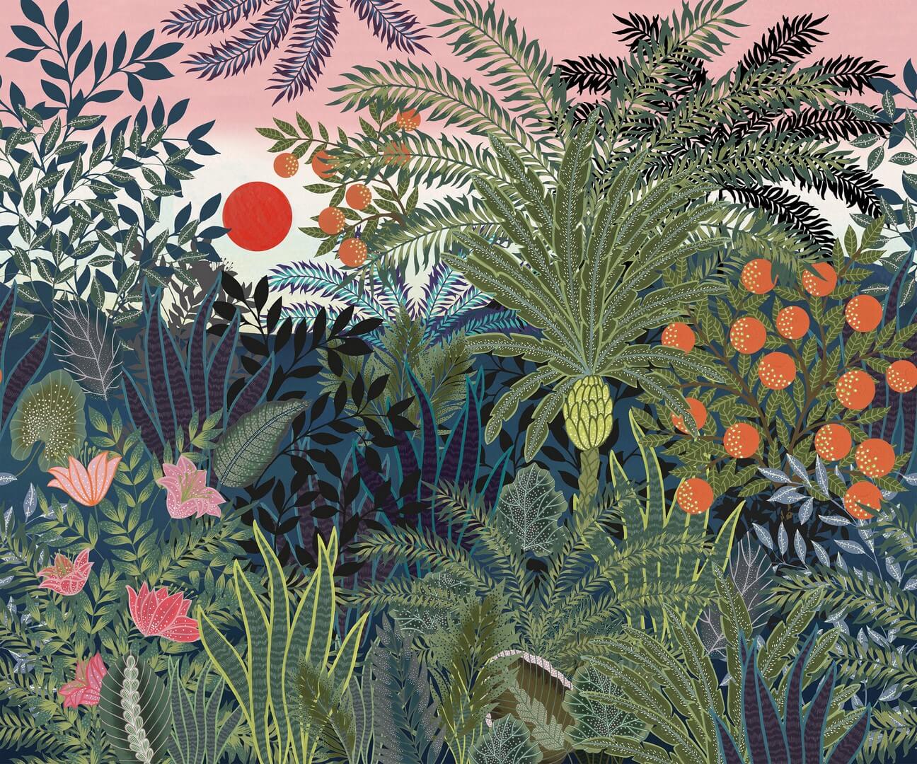 Mural tropikalna roślinność Boras Tapeter Studio Jungle Wall 9425W
