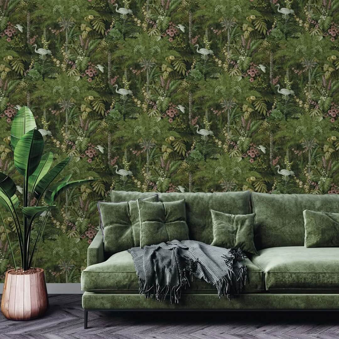 Tapeta tropikalna z żurawiami Holden 91442 Masoala Cascading Gardens