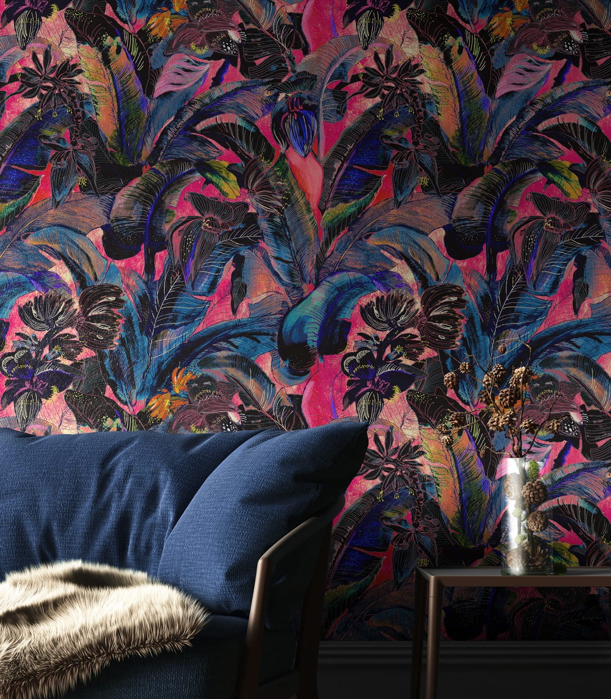 Mural tropikalne liście i kwiaty Wallcolors Aruba Dzień Dobry