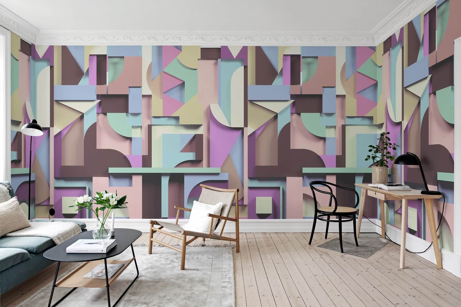 Fototapeta geometryczna efekt 3D Rebel Walls R19290 Caroline Pastel Mic Linder
