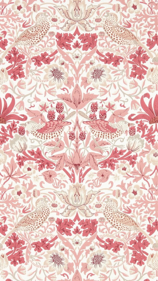 Tapeta ptaki i rośliny Morris & Co. 217059 Simply Strawberry Thief Simply Morris