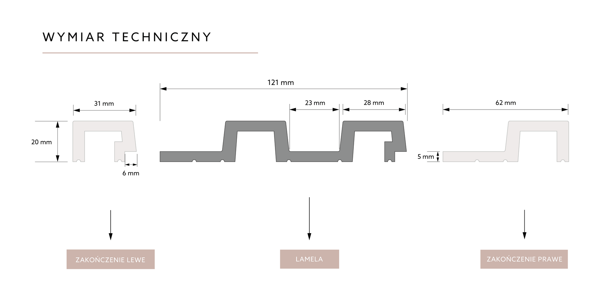Zakończenie lewe lameli dąb naturalny L0305L Largo Mardom Decor